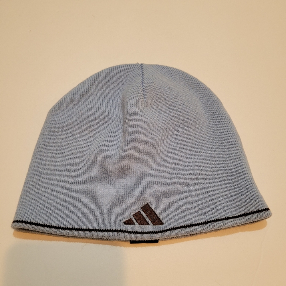 Adidas Light Blue Gray Reversible Knit Hat Kids Size